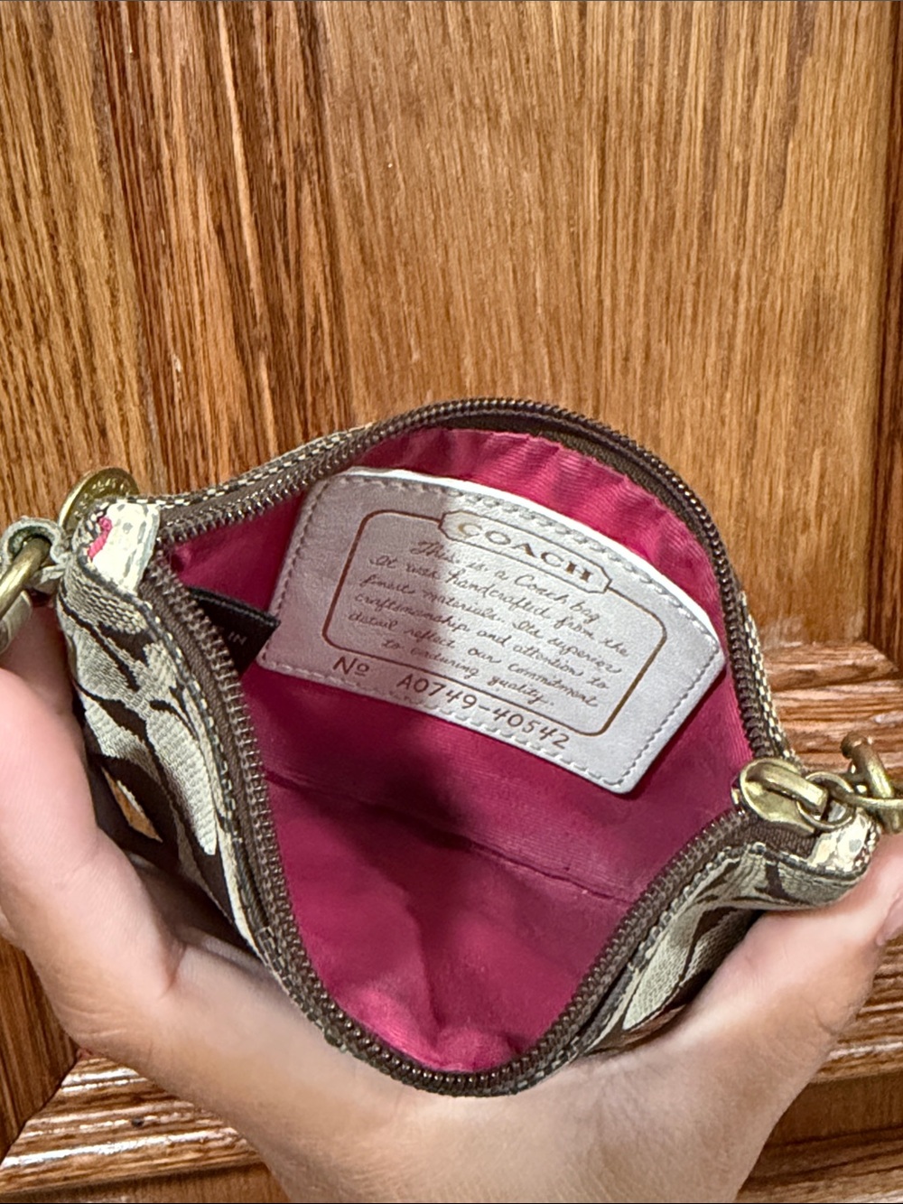 Coach Y2K Tan Signature Canvas Wristlet with Multicolor Stripe Accents - Picture 4 of 11